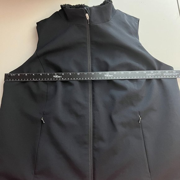 J Jill Fit Vest Women XL Black Faux Fur Sherpa Lined Full Zip Sleeveless Pockets - Picture 9 of 13